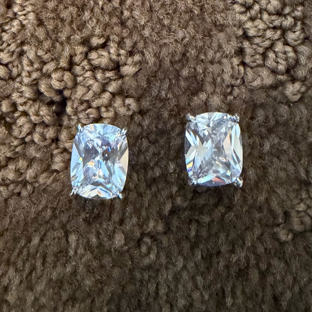 Large cushion cut CZ  earrings.